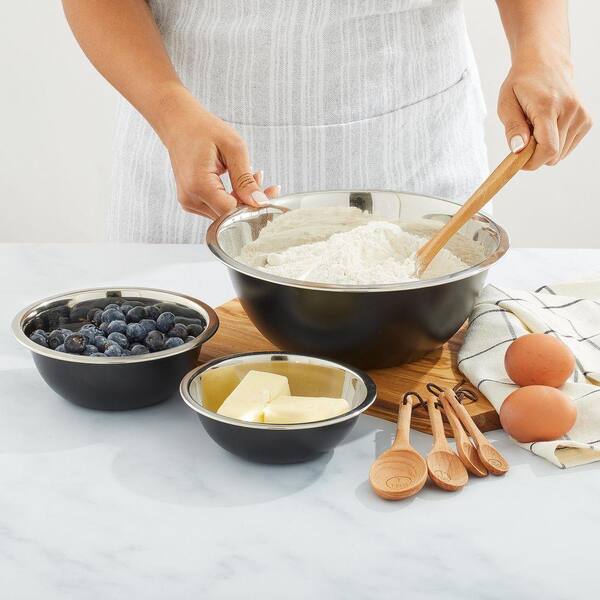 JoyJolt JoyFul 6-Piece Stainless Steel Black Mixing Bowl Set