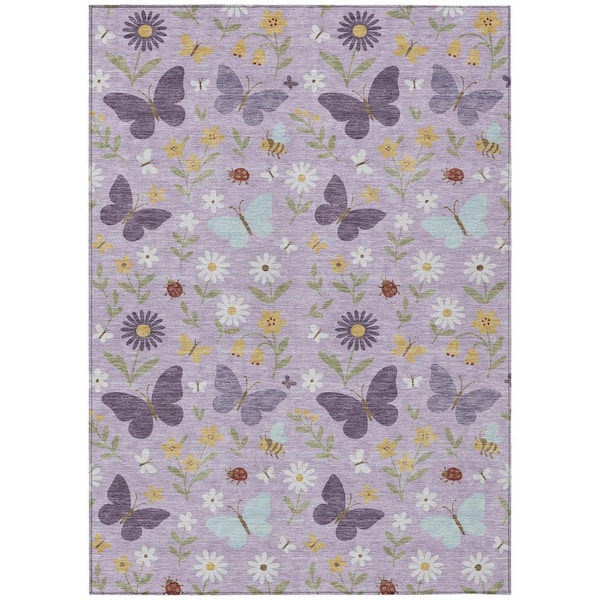 Chantille Machine Washable Indoor/Outdoor Abstract ACN2618 Lavender 10 ft. x 14 ft. Area Rug