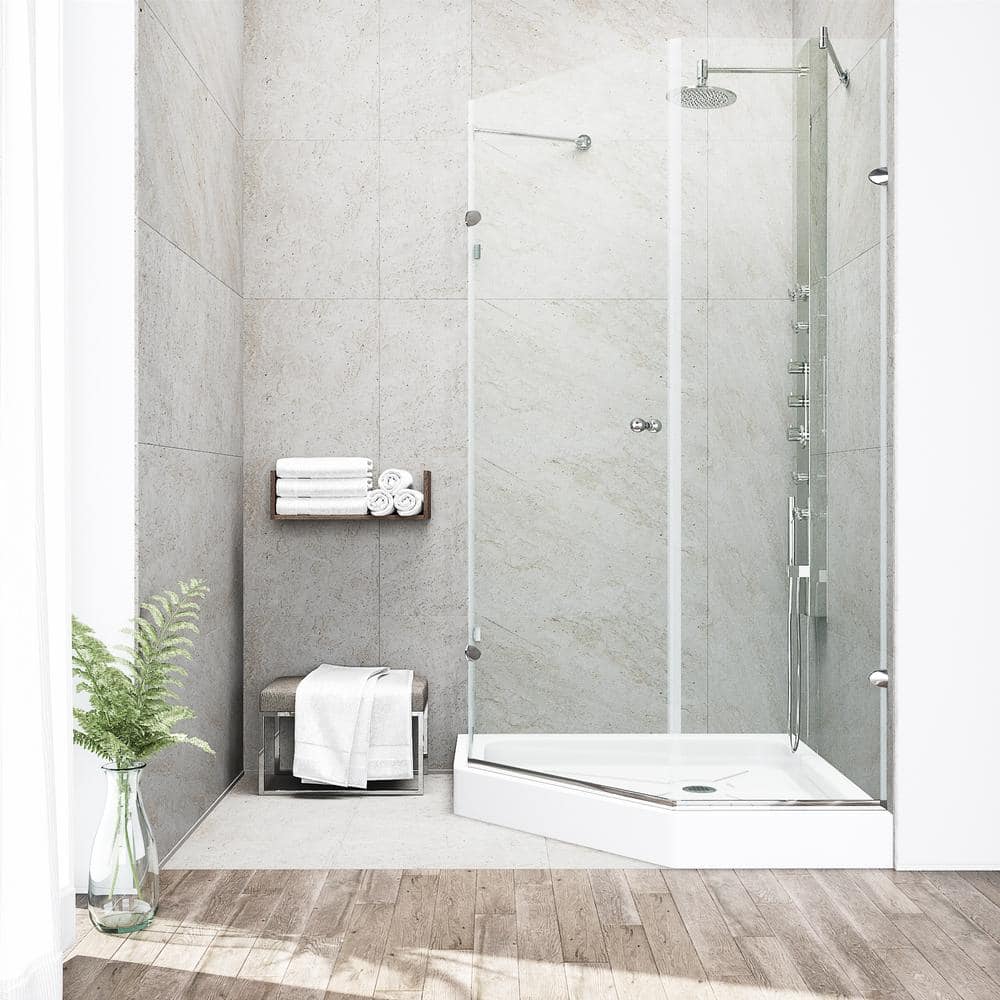 Verona 42" Clear Glass Frameless Neo-Angle Shower Enclosure