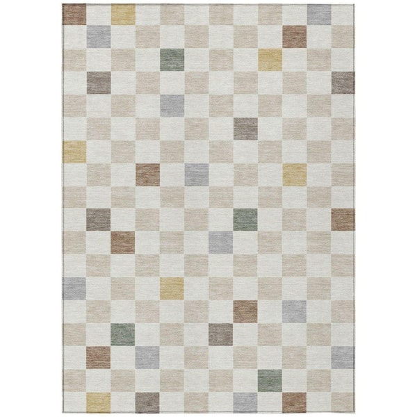 Chantille Machine Washable Indoor/Outdoor Abstract ACN2656 Linen 10 ft. x 14 ft. Area Rug