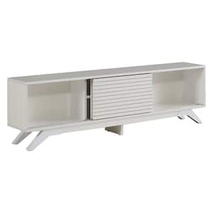 67 in. White Rectangular TV Stand Fits TVs Up to 75 in. with Storage Doors