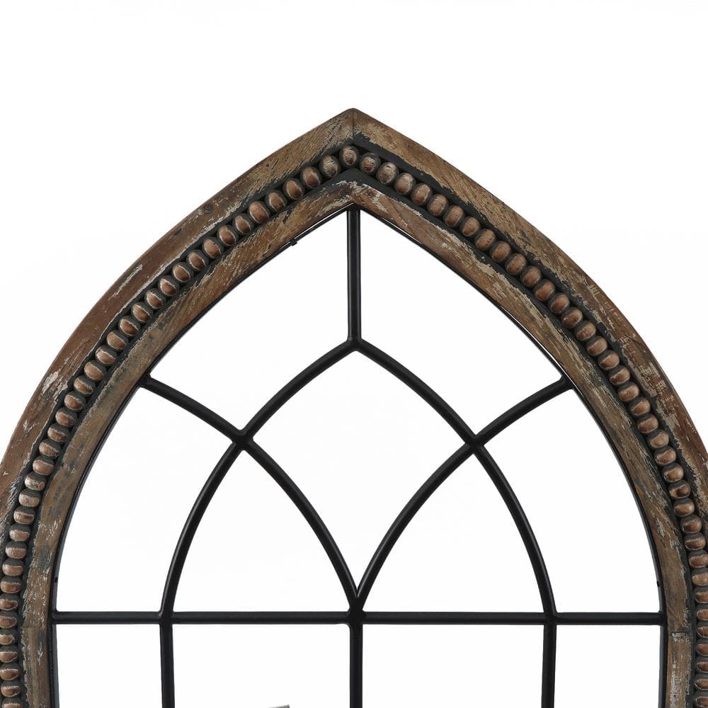 Rustic Brown Wood and Black Metal Cathedral Wall Decor