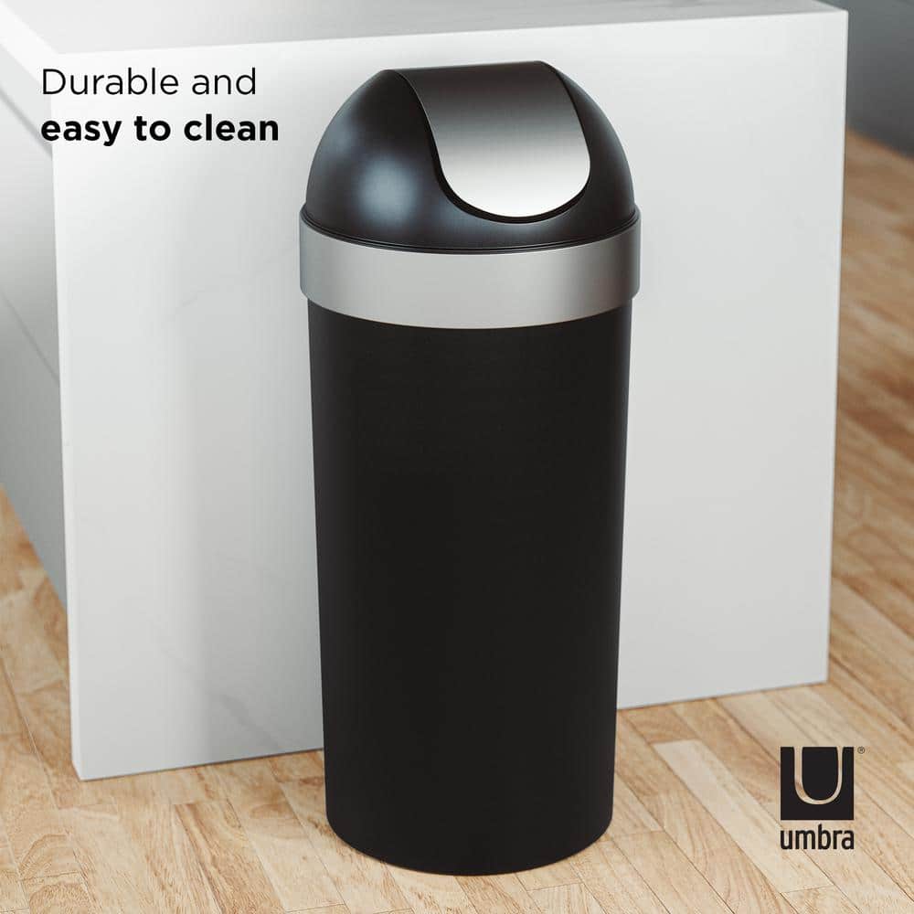 Umbra Black and Silver 16-Gallon Swing-Top Trash Can