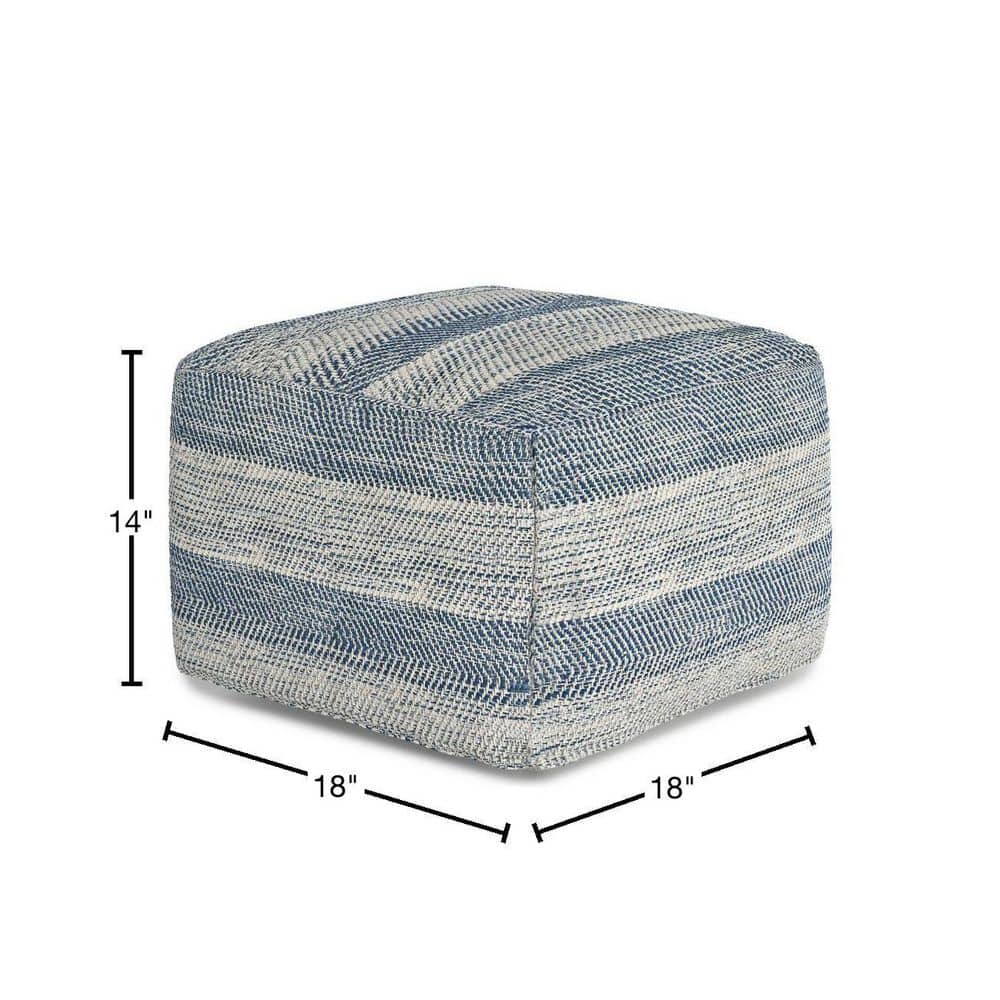 Clay Teal Melange Cotton Square Pouf