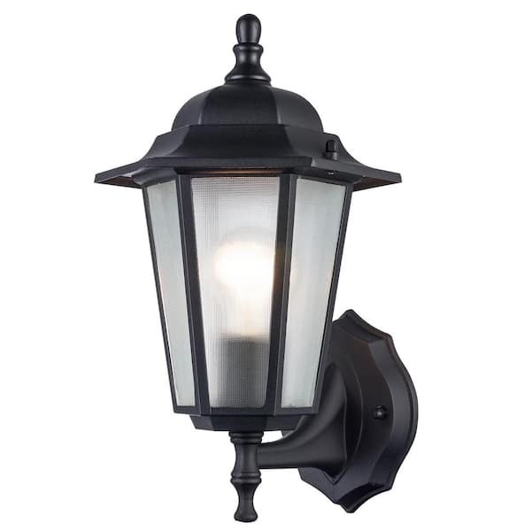 Bel Air Lighting Alexander 1-Light Black Coach Outdoor Wall Light Fixture with Frosted Glass