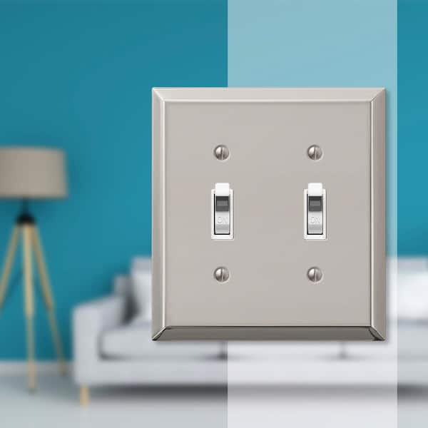 Metallic 2 Gang Toggle Steel Wall Plate - Polished Nickel
