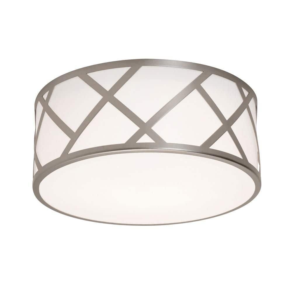 Haven Satin Nickel Geometric Drum Flush Mount Light