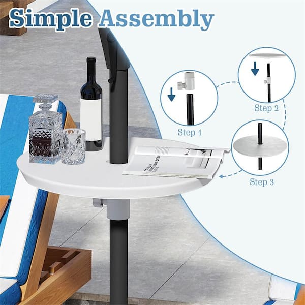Costway 20 in. Outdoor Adjustable Umbrella Table for 1.5 in. and
