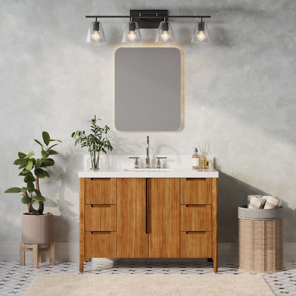 Sequoia 48 In. W x 22 in. D x 34.4 in. H Single Sink Bath Vanity in Mango Wood with White Quartz Top With Chrome Faucet