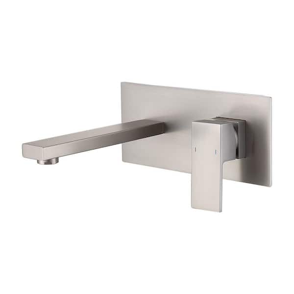 cobbe Single-Handle Rectangular Wall Mounted Bathroom Faucet or Bathtub in Brushed Nickel