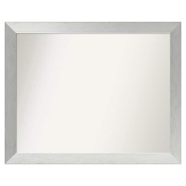 Amanti Art Brushed Sterling Silver 36 in. x 29 in. Custom Non-Beveled Wood Framed Bathroom Vanity Wall Mirror