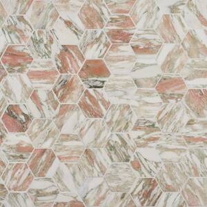 Norvegia Rosa 10.39 in. x 12 in. Polished Marble Floor and Wall Mosaic Tile (0.86 sq. ft./Each)