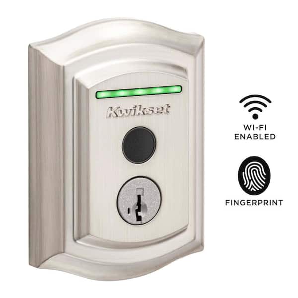 HALO Touch Satin Nickel Traditional Fingerprint WiFi Elect Smart Lock Deadbolt Feat SmartKey Security with Tustin Handle