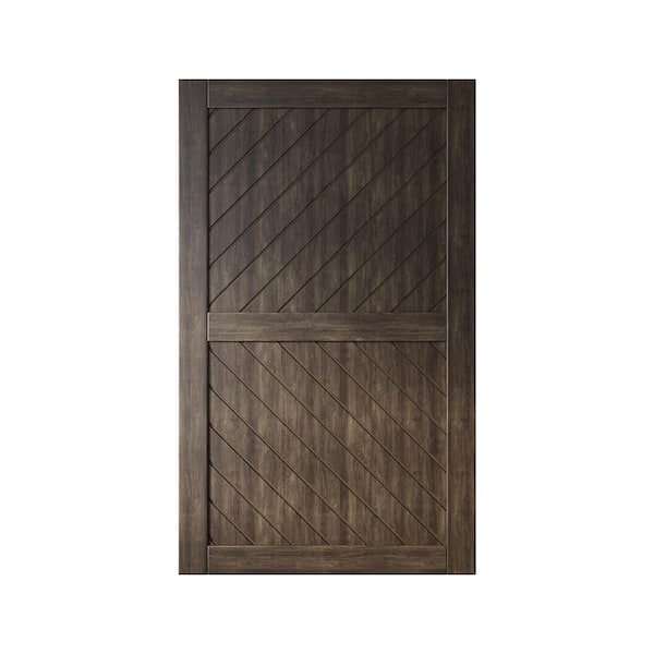 XT3 48 in. x 80 in. C-Panel Solid Core Ebony Slanted Stripe Design Pine Wood Interior Sliding Barn Door Slab