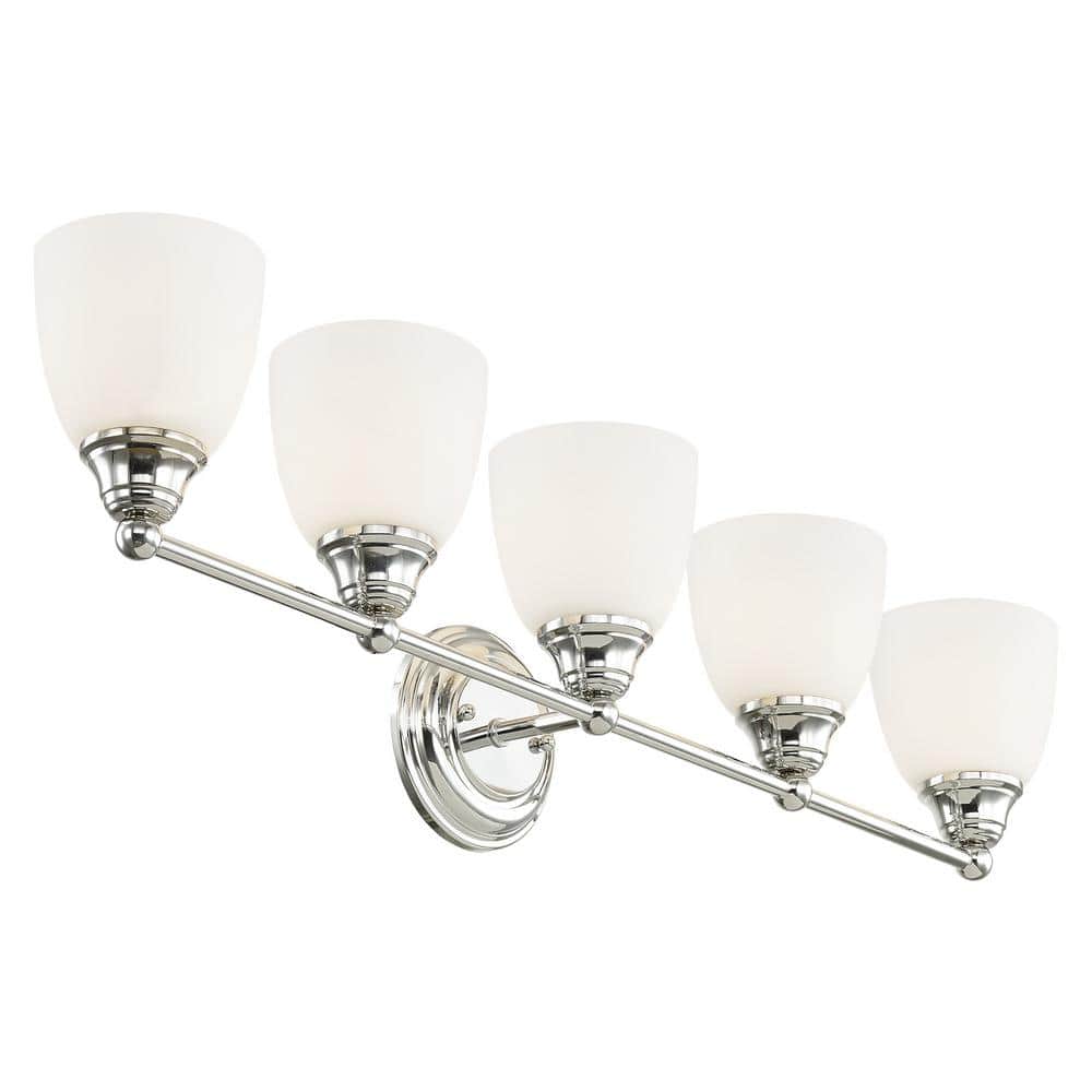 Somerville Polished Chrome 5-Light Vanity with Satin Opal Glass