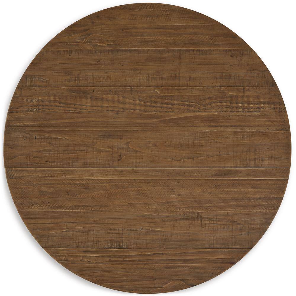 Warm Brown Round Pine Wood Coffee Table