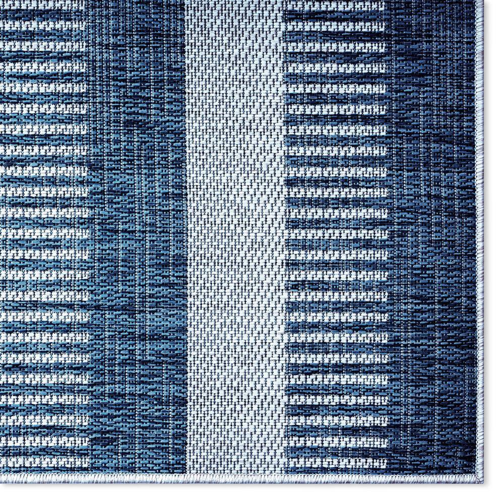 Aqua and Ivory Striped Synthetic 8' x 10' Rectangular Area Rug