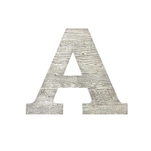 Rustic Large 16 in. Tall White Wash Decorative Monogram Wood Letter (A)