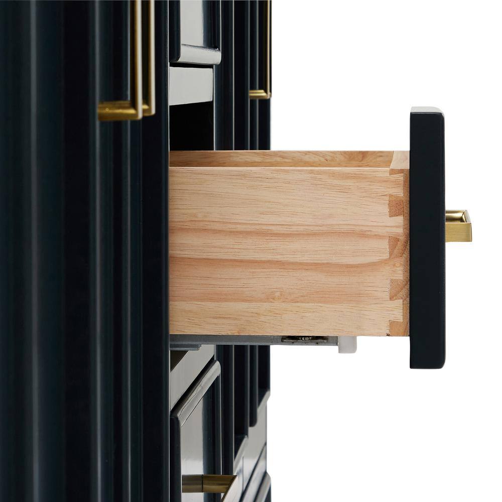 Midnight Blue Double Freestanding Vanity with Satin Brass Hardware