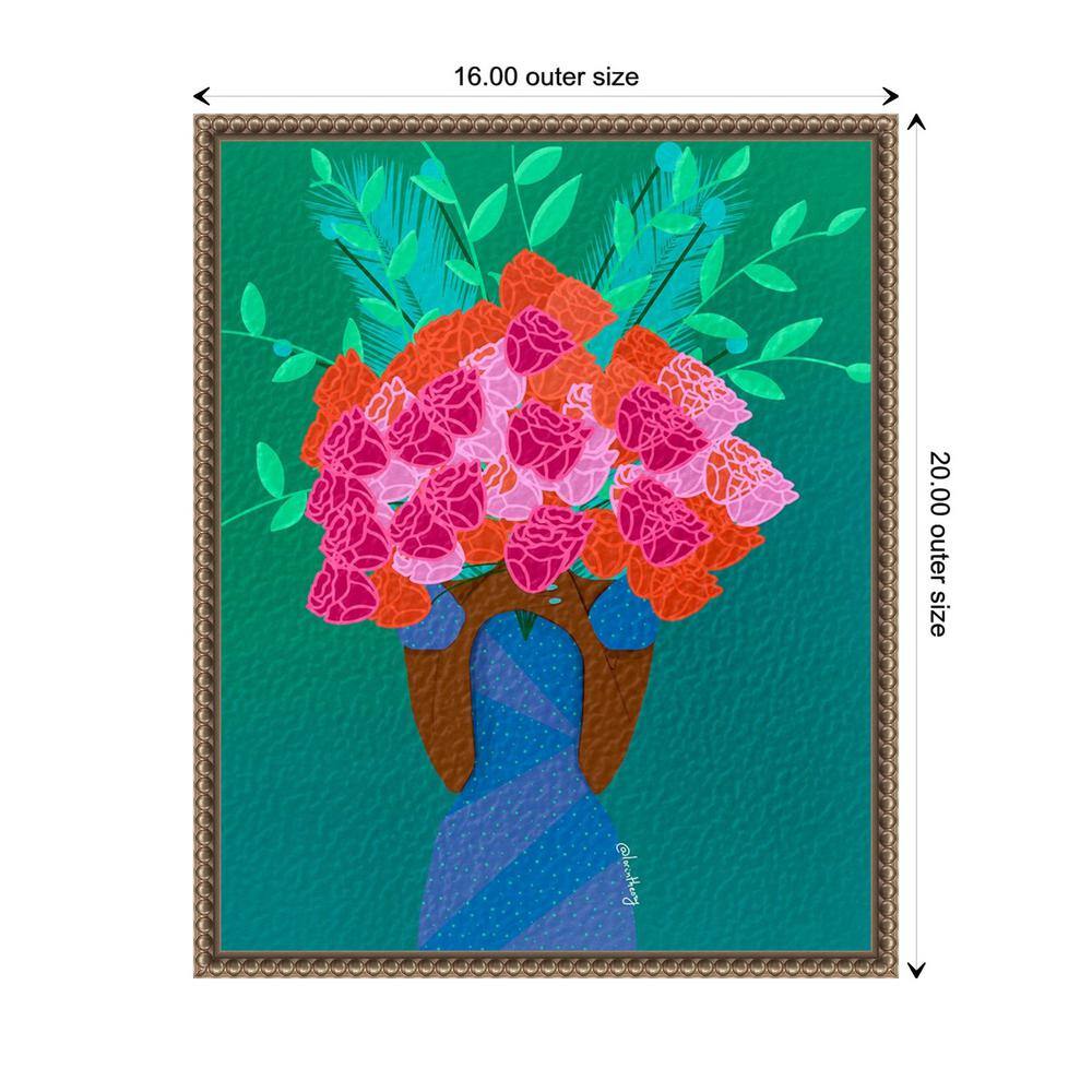 Botanic-Inspired Beaded Bronze Framed Canvas Wall Art 16 x 20-in.