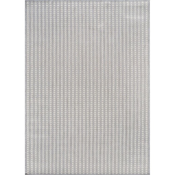 Arrow Gray 9 ft. x 12 ft. Chevron Striped Washable Indoor Outdoor Area Rug