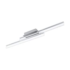 Palmital 1 34.625 in. W x 3 in. H Chrome LED Flush Mount with Slim Satin Glass Panels