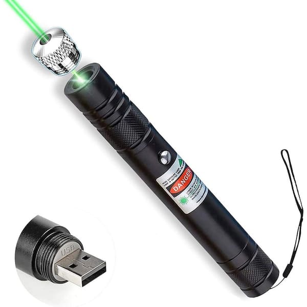 Lukyamzn Laser Pointer Flashlight 2000 Metres Green Long Range Screen High Power Handheld Rechargeable USB w/ Star Cap
