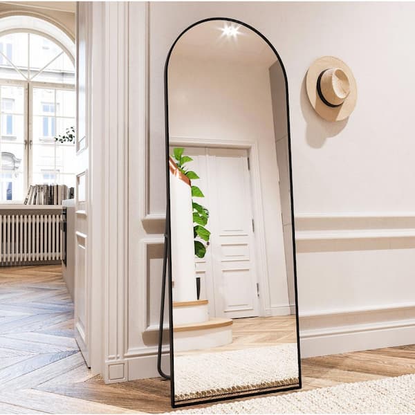 XRAMFY 21 in. W x 64 in. H Arched Black Aluminum Alloy Framed Full Length Mirror Standing Floor Mirror