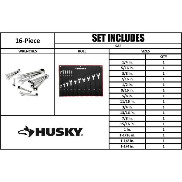 Husky Master SAE Ratcheting Wrench Set (16-Piece) HRWSAEMS - The Home Depot