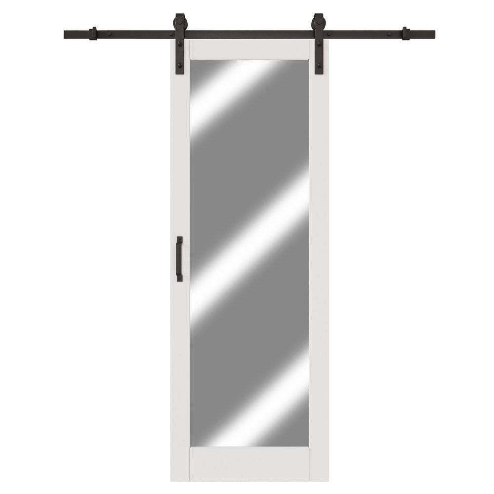 24 in. x 96 in. Paneled White Mirrored Glass Primed MDF Sliding Barn Door with Hardware Kit price history on PriceWatchPro