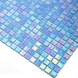 Skosh 11.6 in. x 11.6 in. Glossy Carolina Blue Glass Mosaic Wall and Floor Tile (18.69 sq. ft./case) (20-pack)