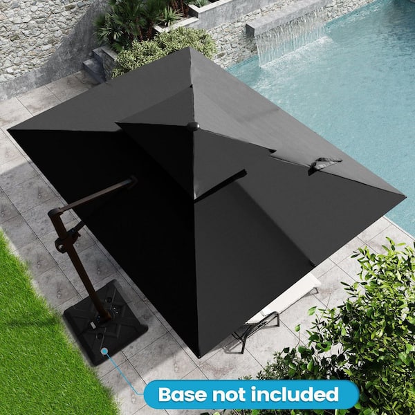 Crestlive Products 11 ft. x 9 ft. Outdoor Hanging Double Top Rectangular Patio Umbrella in Black