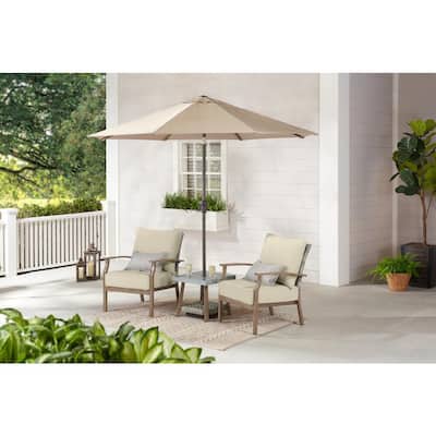 Beachside 3-Piece Rope Look Wicker Outdoor Patio Bistro Set with CushionGuard Putty Tan Cushions