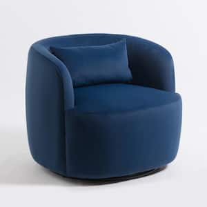 Modern Navy Velvet Fabric Upholstered Swivel Accent Arm Chair