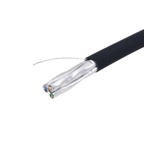 TRIPLETT CAT7 Solid Copper, CMX Rated, S/FTP Cable, Black, 1000 ft