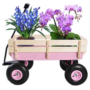 3 cu. ft. Steel and Wood Garden Cart Outdoor Utility Folding Wagon Beach Cart
