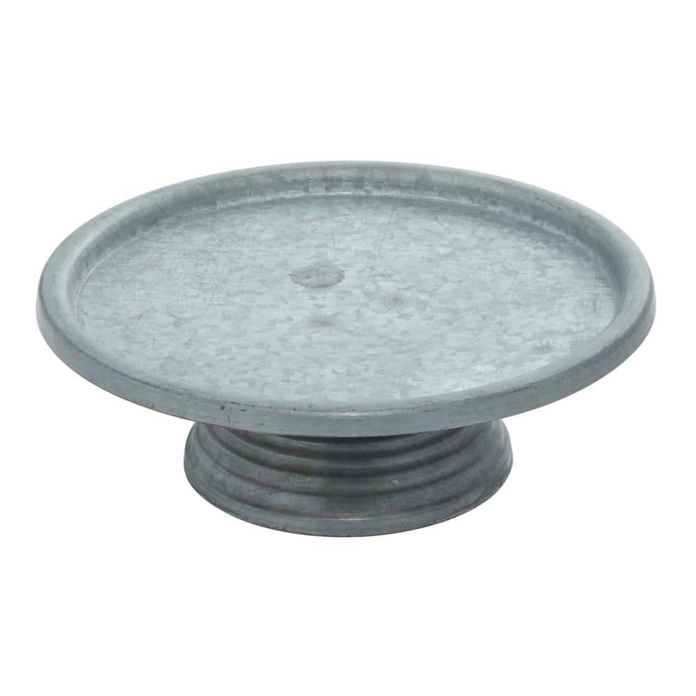 Gray Galvanized Metal Decorative Cake Stand, 14"