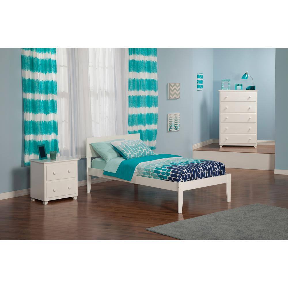 Orlando White Twin XL Panel Platform Bed with Storage