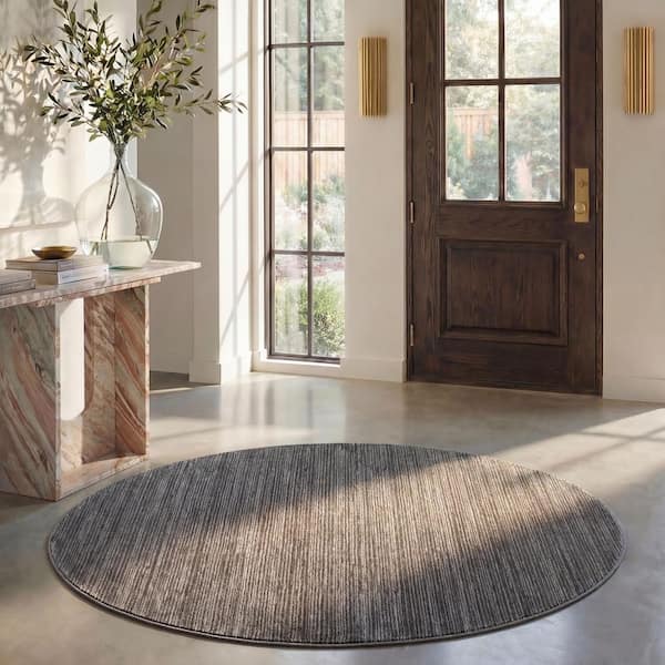 Vision 3 ft. x 3 ft. Round Gray Solid Marle Area Rug
