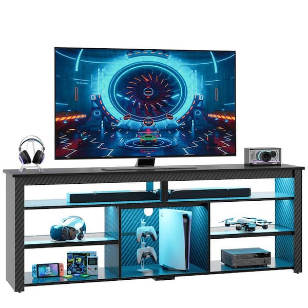 Bestier 71 in. Carbon Fiber Black TV Stand FIts TV's Up to Bestier 71 in. Carbon Fiber Black TV Stand FIts TV's Up to