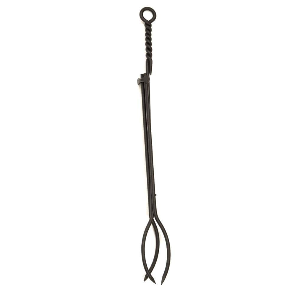 Minuteman International Iron Rope Handle Fireplace Tongs Single Tool, Black