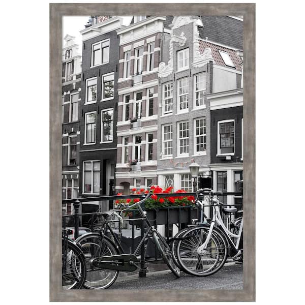 Amanti Art Marred Pewter Wood Picture Frame Opening Size 24 x 36 in.