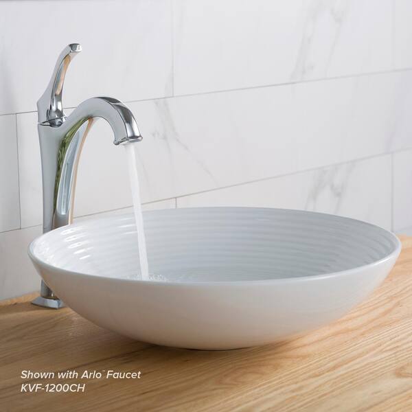 JACUZZI 16.5 in. Solid Surface Vessel Bathroom Sink Bowl in White Gloss with Vessel Filler Faucet and Pop Drain Included JACUZZI 16.5 in. Solid Surface Vessel Bathroom Sink Bowl in White Gloss with Vessel Filler Faucet and Pop Drain Included
