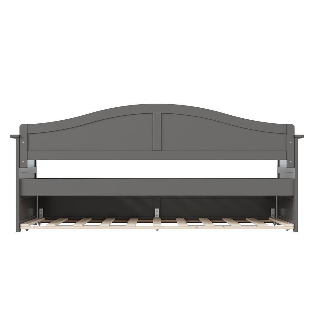 Acadia Twin Gray Wood Daybed with Trundle and Slats