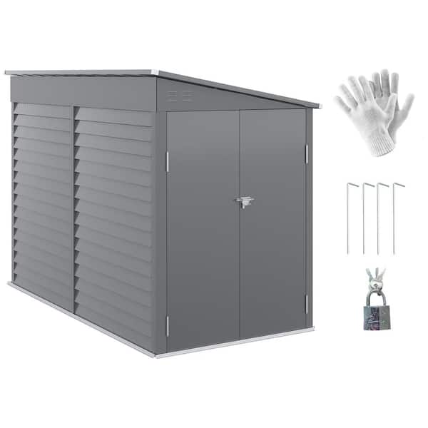 Outsunny Outdoor 4.68 ft. W x 8.85 ft. D Metal Shed with Floor Foundation 38 sq. ft.