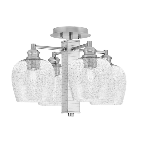 Unbranded Albany 17.5 in. 4-Light Brushed Nickel Semi-Flush with Smoke Bubble Glass Shades