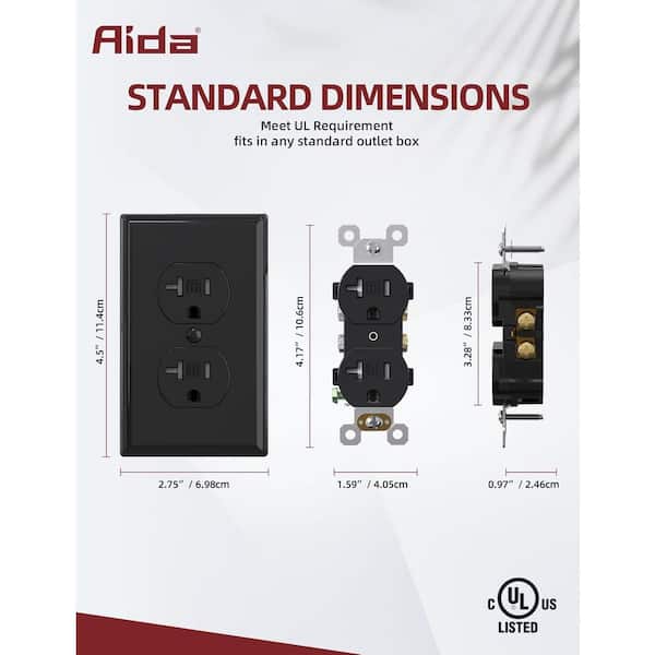 Lukyamzn 20 Amp Duplex Electrical Receptacle Outlet with Self