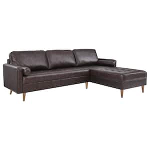 Valour 98 in. Leather Sectional Sofa in Brown