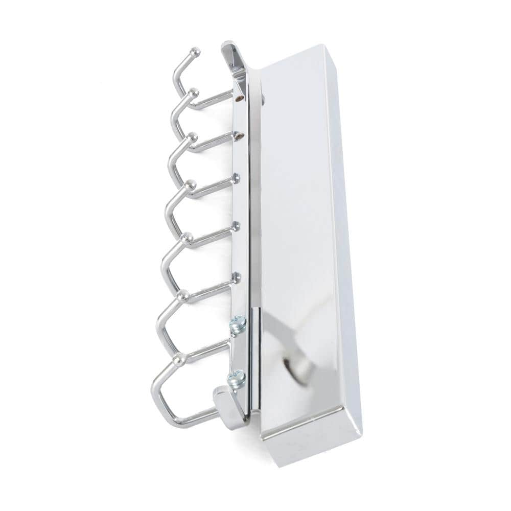 Chrome 14'' Sliding Belt and Accessory Rack with 7 Hooks