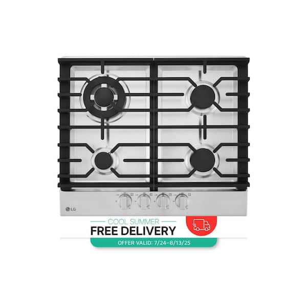 24 in. 4-Burner Gas Cooktop with 14K Ultraheat Burner in Stainless Steel
